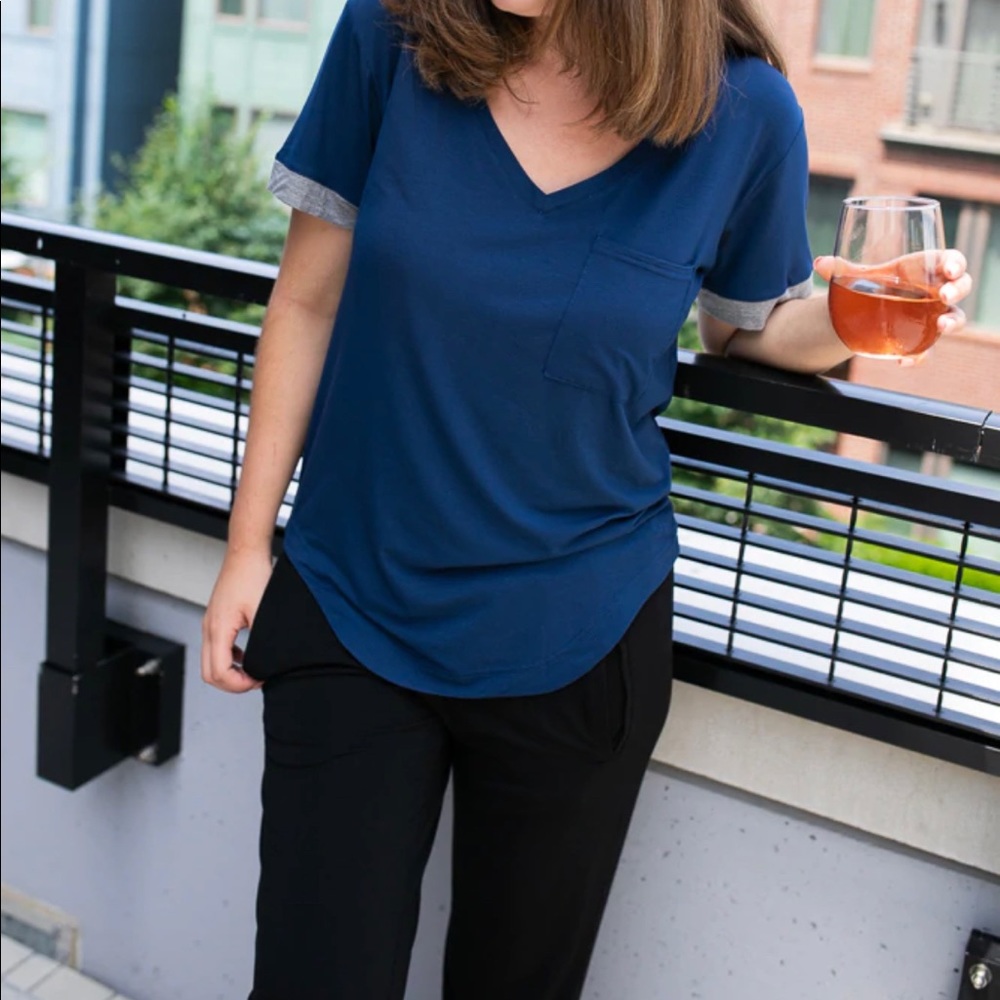 Essential Basic Blue Pocket Tee